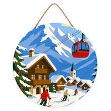 Charger l'image dans la galerie, Peinture par Numéro sur Disque en Bois - Vacances d'hiver dans les Alpes