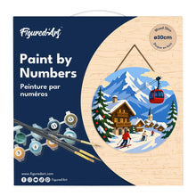 Charger l'image dans la galerie, Peinture par Numéro sur Disque en Bois - Vacances d'hiver dans les Alpes