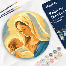 Charger l'image dans la galerie, Peinture par numéros Figured'Art Peinture par Numéro sur Disque en Bois - L'Étreinte de Marie