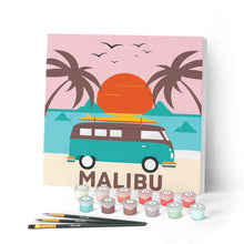 Charger l'image dans la galerie, Mini Peinture par Numéros petit format 20x20cm avec cadre Plage Malibu