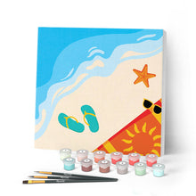 Charger l'image dans la galerie, Mini Peinture par Numéros petit format 20x20cm avec cadre A la Plage