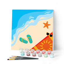 Charger l'image dans la galerie, Mini Peinture par Numéros petit format 20x20cm avec cadre A la Plage