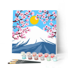 Charger l'image dans la galerie, Mini Peinture par Numéros petit format 20x20cm avec cadre Le Mont Fuji