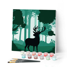 Charger l'image dans la galerie, Mini Peinture par Numéros petit format 20x20cm avec cadre Cerf en alerte