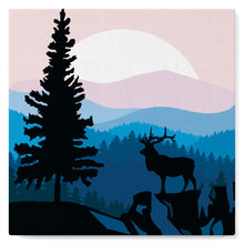 Charger l'image dans la galerie, Mini Peinture par Numéros 20x20cm avec cadre Cerf majestueux et Paysage