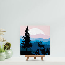 Charger l'image dans la galerie, Mini Peinture par Numéros 20x20cm avec cadre Cerf majestueux et Paysage