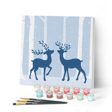 Charger l'image dans la galerie, Mini Peinture par Numéros petit format 20x20cm avec cadre Rencontre de Cerfs
