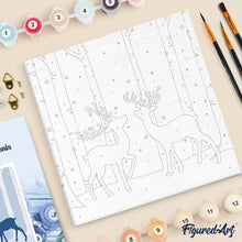 Charger l'image dans la galerie, Mini Peinture par Numéros 20x20cm avec cadre Rencontre de Cerfs