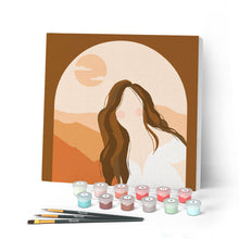 Charger l'image dans la galerie, Mini Peinture par Numéros petit format 20x20cm avec cadre Femme et Arcade