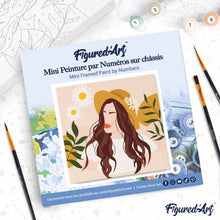 Charger l'image dans la galerie, Mini Peinture par Numéros 20x20cm avec cadre Femme et Marguerites