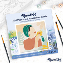 Charger l'image dans la galerie, Mini Peinture par Numéros 20x20cm avec cadre Femme au Turban vert