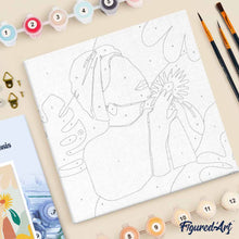 Charger l'image dans la galerie, Mini Peinture par Numéros 20x20cm avec cadre Femme au Turban vert