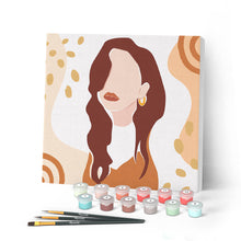 Charger l'image dans la galerie, Mini Peinture par Numéros petit format 20x20cm avec cadre Femme songeuse