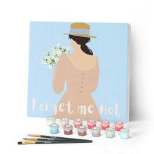 Charger l'image dans la galerie, Mini Peinture par Numéros petit format 20x20cm avec cadre Forget me not
