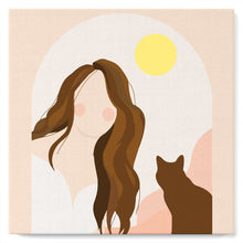 Charger l'image dans la galerie, Mini Peinture par Numéros 20x20cm avec cadre Femme et son Chat