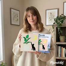 Charger l'image dans la galerie, Mini Peinture par Numéros 20x20cm avec cadre Chaton et Plante au clair de Lune