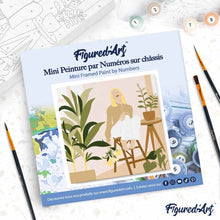 Charger l'image dans la galerie, Mini Peinture par Numéros 20x20cm avec cadre Femme et Bouquet