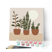 Charger l'image dans la galerie, Mini Peinture par Numéros petit format 20x20cm avec cadre Plantes grasses