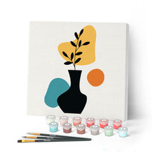 Charger l'image dans la galerie, Mini Peinture par Numéros petit format 20x20cm avec cadre Plante et Vase noir