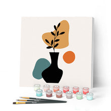 Charger l'image dans la galerie, Mini Peinture par Numéros petit format 20x20cm avec cadre Plante et Vase noir