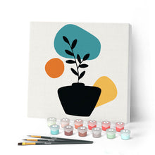 Charger l'image dans la galerie, Mini Peinture par Numéros petit format 20x20cm avec cadre Plante et Pot noir