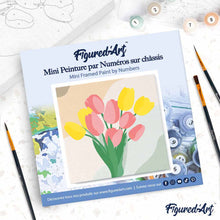 Charger l'image dans la galerie, Mini Peinture par Numéros 20x20cm avec cadre Bouquet de Tulipes