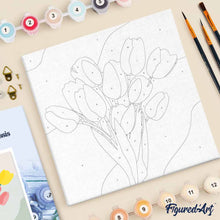 Charger l'image dans la galerie, Mini Peinture par Numéros 20x20cm avec cadre Bouquet de Tulipes