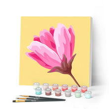 Charger l'image dans la galerie, Mini Peinture par Numéros petit format 20x20cm avec cadre Fleur rose