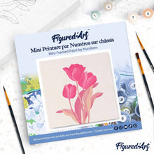 Charger l'image dans la galerie, Mini Peinture par Numéros 20x20cm avec cadre 3 Tulipes roses