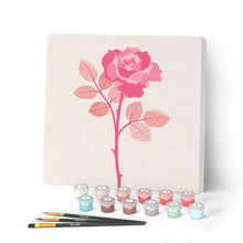 Charger l'image dans la galerie, Mini Peinture par Numéros petit format 20x20cm avec cadre Rose sur Tige