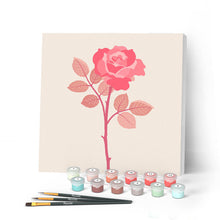 Charger l'image dans la galerie, Mini Peinture par Numéros petit format 20x20cm avec cadre Rose sur Tige