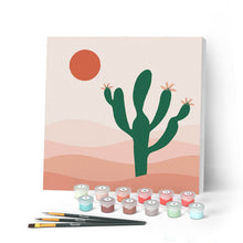 Charger l'image dans la galerie, Mini Peinture par Numéros petit format 20x20cm avec cadre Cactus