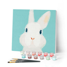Charger l'image dans la galerie, Mini Peinture par Numéros petit format 20x20cm avec cadre Lapin blanc