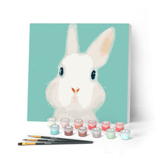 Charger l'image dans la galerie, Mini Peinture par Numéros petit format 20x20cm avec cadre Lapin blanc