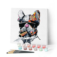 Charger l'image dans la galerie, Mini Peinture par Numéros petit format 20x20cm avec cadre Chien au Cigare