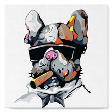 Charger l'image dans la galerie, Mini Peinture par Numéros 20x20cm avec cadre Chien au Cigare