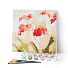 Charger l'image dans la galerie, Mini Peinture par Numéros petit format 20x20cm avec cadre Eclosion de Tulipes
