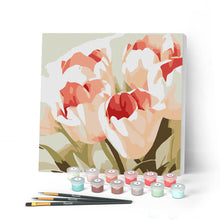 Charger l'image dans la galerie, Mini Peinture par Numéros petit format 20x20cm avec cadre Eclosion de Tulipes