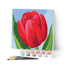 Charger l'image dans la galerie, Mini Peinture par Numéros petit format 20x20cm avec cadre Tulipe Rouge
