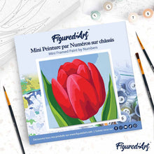 Charger l'image dans la galerie, Mini Peinture par Numéros 20x20cm avec cadre Tulipe Rouge