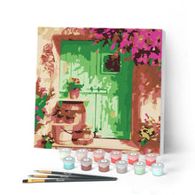 Charger l'image dans la galerie, Mini Peinture par Numéros petit format 20x20cm avec cadre Entrée fleurie