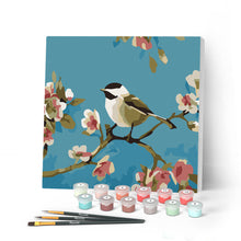 Charger l'image dans la galerie, Mini Peinture par Numéros petit format 20x20cm avec cadre Oiseau et Papillon