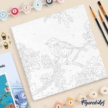 Charger l'image dans la galerie, Mini Peinture par Numéros 20x20cm avec cadre Oiseau et Papillon