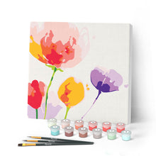 Charger l'image dans la galerie, Mini Peinture par Numéros petit format 20x20cm avec cadre Fleurs en Couleurs