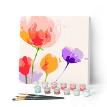 Charger l'image dans la galerie, Mini Peinture par Numéros petit format 20x20cm avec cadre Fleurs en Couleurs