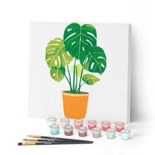 Charger l'image dans la galerie, Mini Peinture par Numéros petit format 20x20cm avec cadre Plante Verte