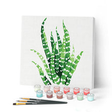 Charger l'image dans la galerie, Mini Peinture par Numéros petit format 20x20cm avec cadre Plante grasse