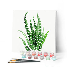 Charger l'image dans la galerie, Mini Peinture par Numéros petit format 20x20cm avec cadre Plante grasse