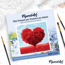 Charger l'image dans la galerie, Mini Peinture par Numéros 20x20cm avec cadre Arbre rouge Coeur