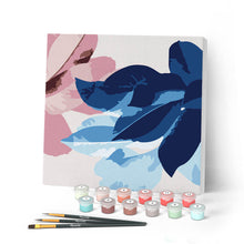 Charger l'image dans la galerie, Mini Peinture par Numéros petit format 20x20cm avec cadre Ambiance bleutée de Fleurs